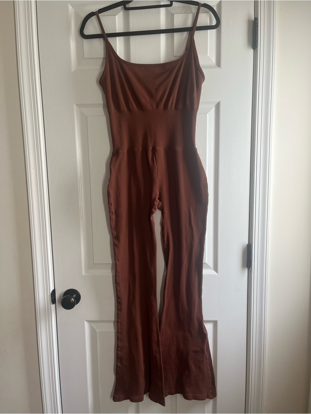 Women's Satin Wide-Leg Brown Jumpsuit with Slim Straps